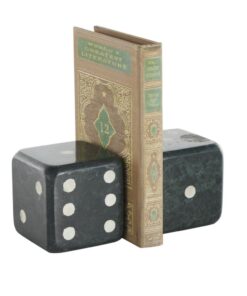Sujetalibros, dados geométricos de mármol verde, juego de 2