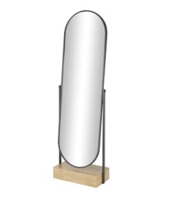 Espejo de piso ovalado de madera negra