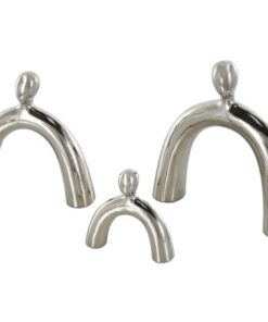 Escultura familiar de cerámica plateada, juego de 3